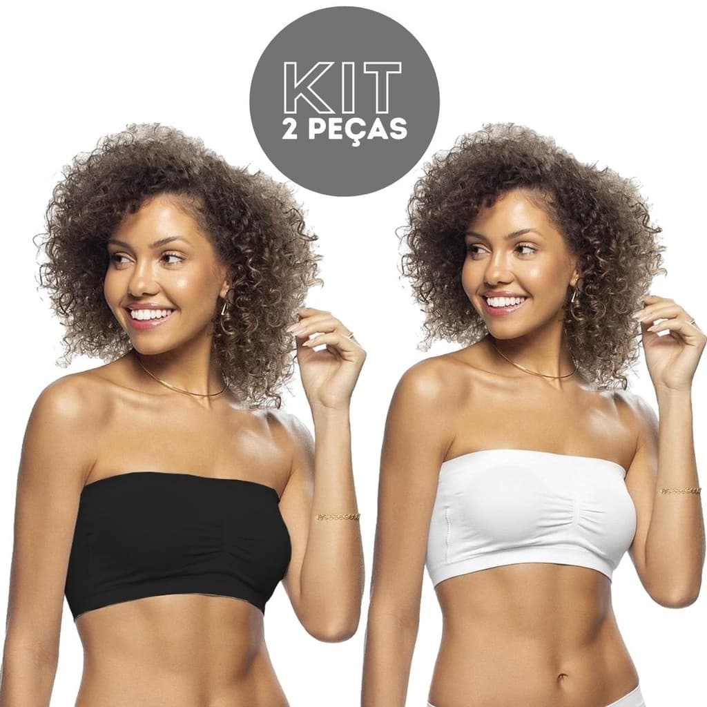 Kit 2 Sutia Soutien Top Faixa Bustiê Tomara Caia Com Bojo Removível Sem Costura Sem Alça Zee Ruci