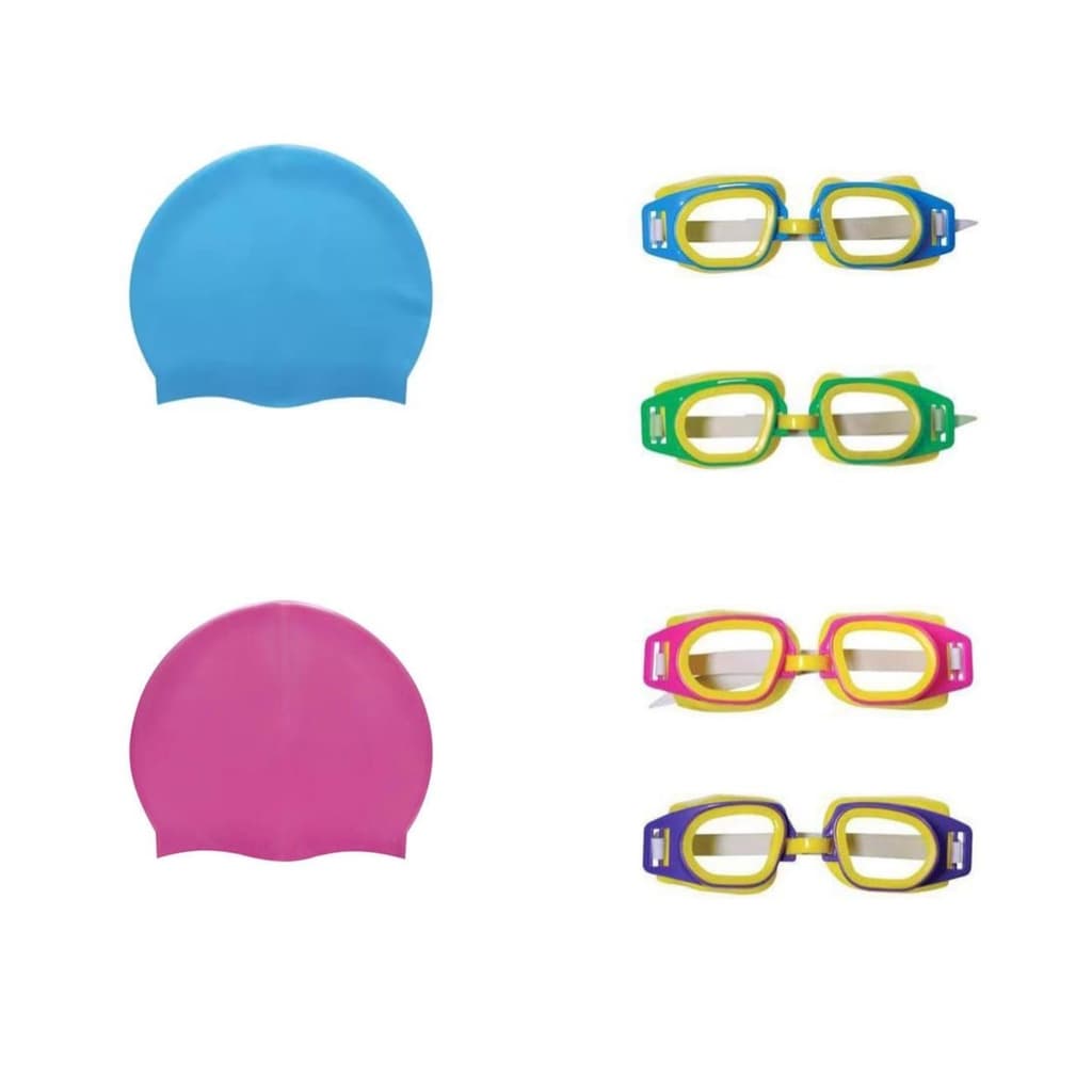 Óculos de natação infantil e touca de silicone mor