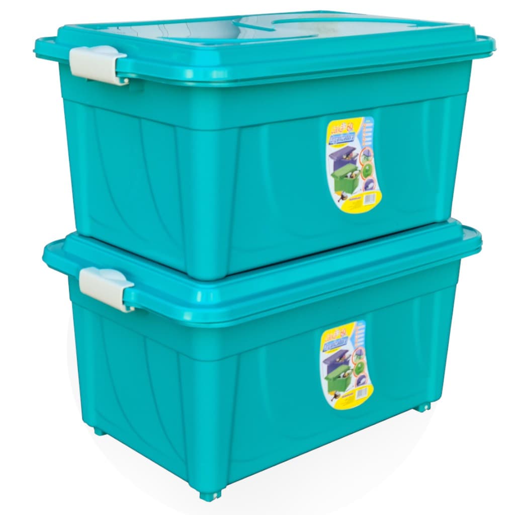 Kit 2 Caixas Organizadoras 60 litros com Rodinhas, Tampa e Travas Multiuso AGRAPLAST 642
