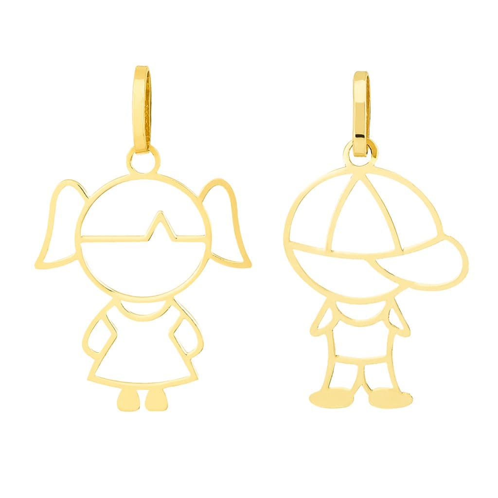 Pingente Ouro 18k Menino Ou Menina 22mm