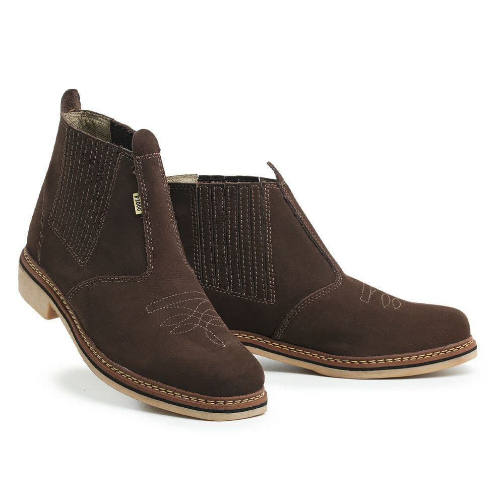 Botina Bota Country Rodeio Texana Couro Sola Latex Anti Derrapante Tamanhos Especiais 33 ao 47