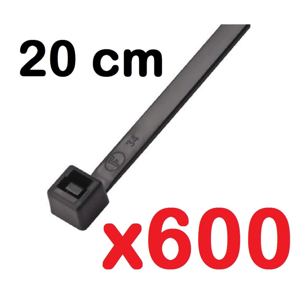 Cinta Plástica Fita Hellermann Enforca Gato 20cm 600 Unidades Reforçada Abraçadeira Nylon 1,3 x 4,7 x 200mm