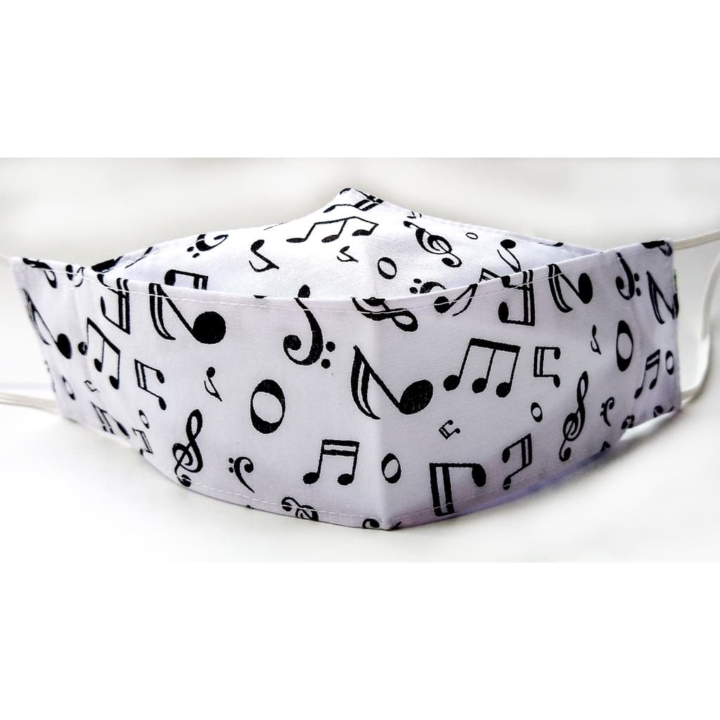 Máscara 3d Branca Notas Musicais Tricoline 100% Algodão - Criança/infantil até adulto do PP ao GG