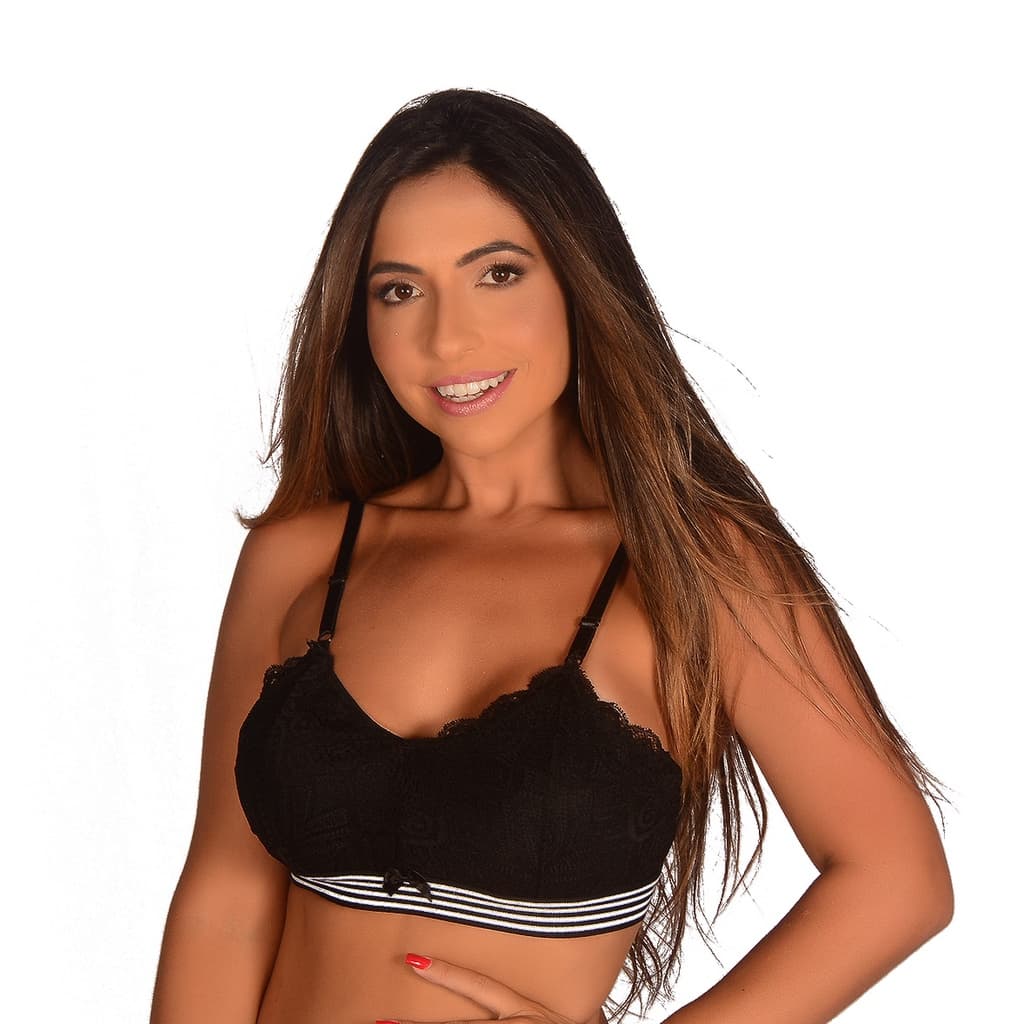 Top Renda Cropped C Bojo Elástico Anatômico