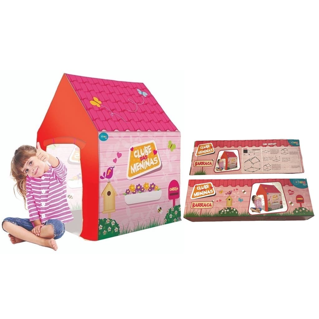 Barraca Toca Casinha Cabana Infantil Clube das Meninas Rosa Lindo Fashion Facil de Montar