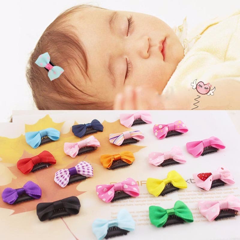 10pcs/set Baby Colorful Mini Hair Clip Sólido Estampado Para Bebês De Cabelo