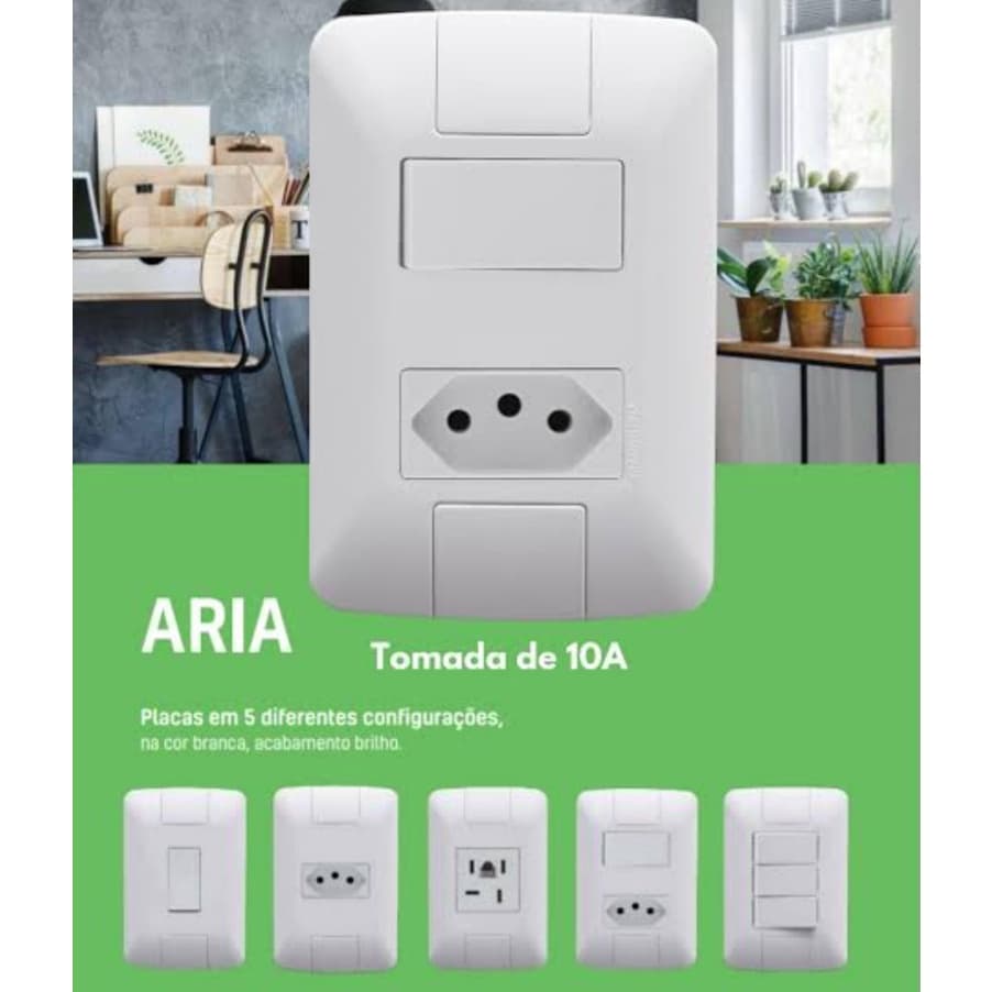 Conjunto Tomada e Interruptor Tramontina Aria
