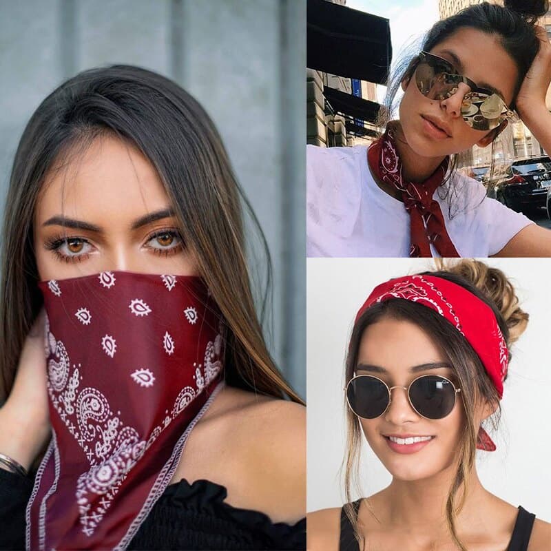 Boho impresso mulheres acessórios de cabelo quadrado lenço turbante multifuncional headwear
