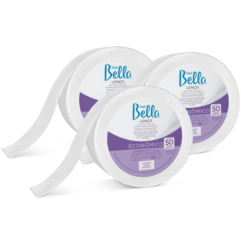 PAPEL PARA DEPILACAO DEPIL BELLA FIBRA NATURAL C/3 ROLO 50MT