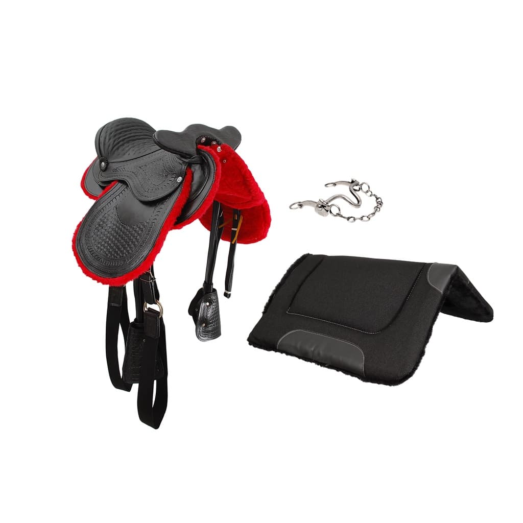 Sela De Cabeça Infantil Couro Legítimo + Manta Grossa E Freio Inox