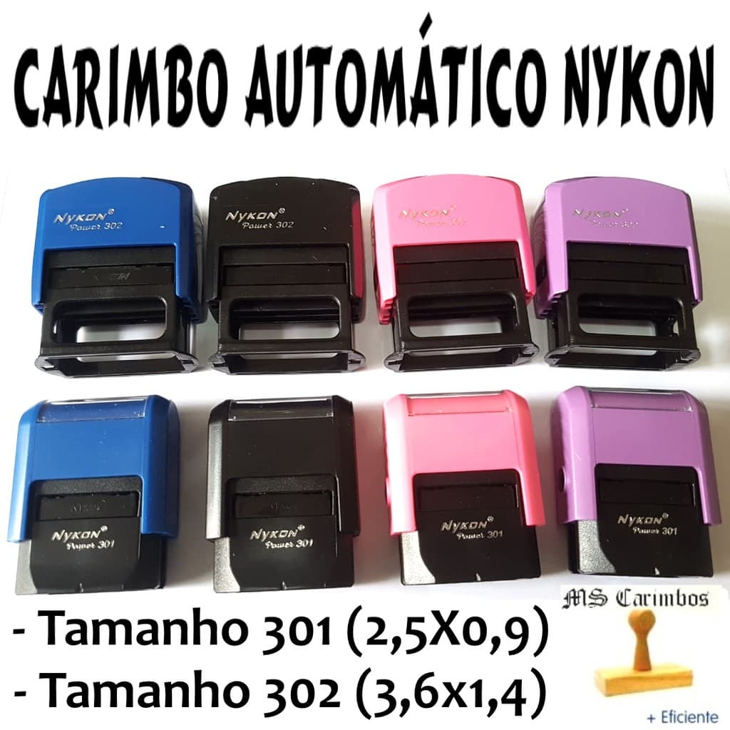 Carimbo PERSONALIZADO Nykon automático completo, escolha o tamanho e a cor preferida!