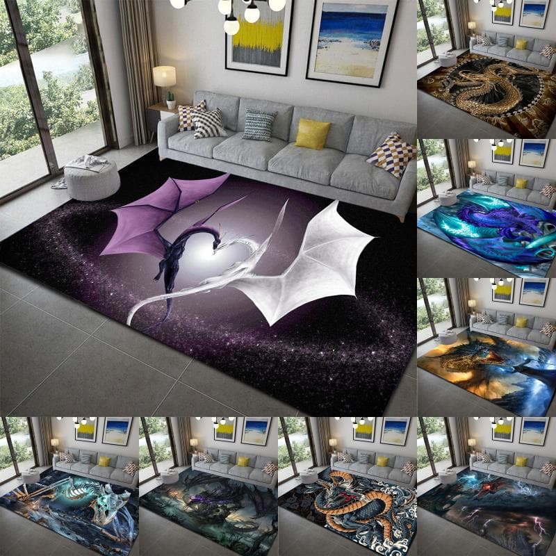 3D dragão padrão tapete sala de estar Anti-deslizamento área tapete do quarto das crianças tapete de Yoga grande decoraç