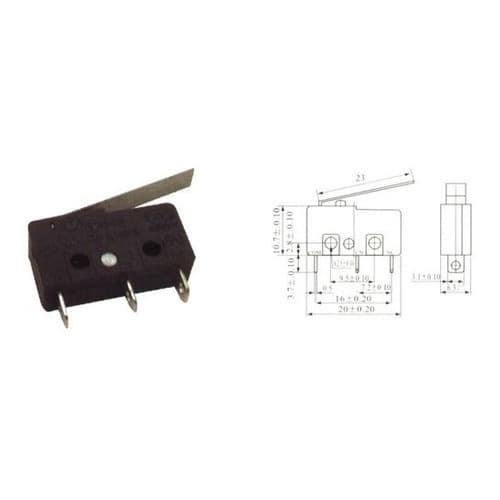 Kit 10 Peças - Chave Micro Switch Kw11-3z C/haste 23mm  3t 5a