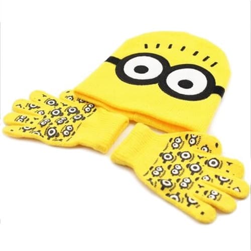 Kit Gorro Touca Frio E Luva Infantil Amarelo Minions Kids Spider Man