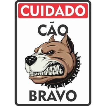 Placa Em Pvc Pitbull Cão Bravo Portão Cachorro 18x25 Cm Pl04