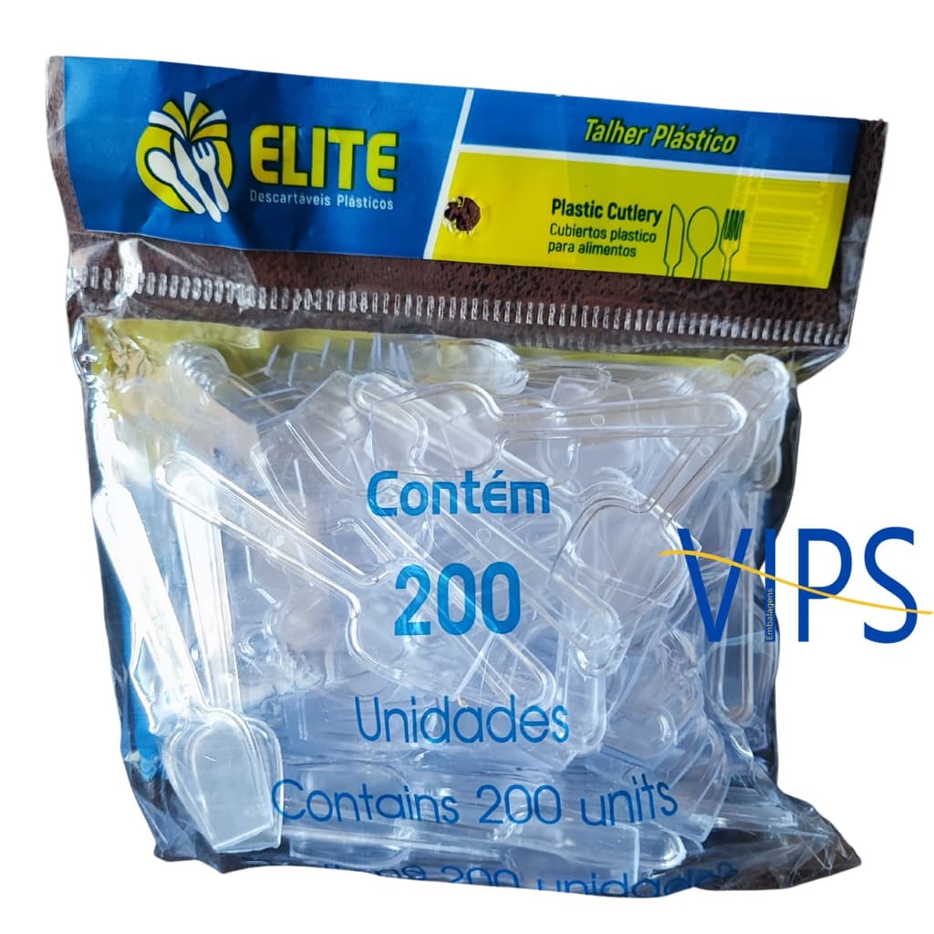 Pazinha Descartável Plástico de Sorvete Transparente c/200 Eliteplastic.