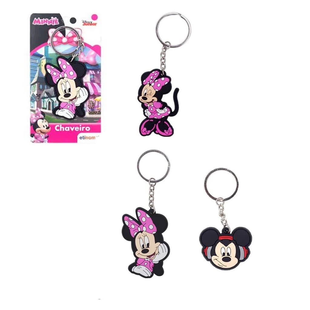 Chaveiro Emborrachado Minnie Mouse Rosa Disney  Super Charmosa Mickey Mouse
