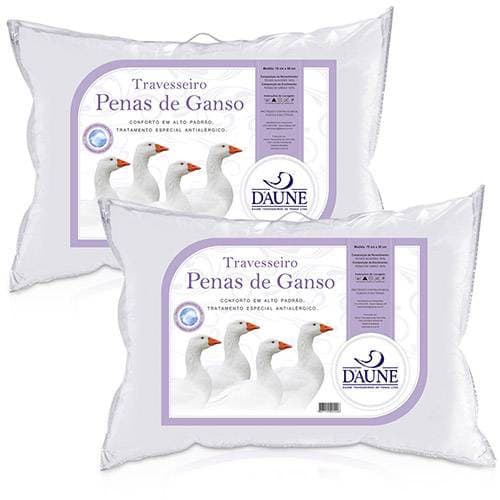 Kit Travesseiros 2 Peças- Daune 100% Pena De Ganso 50x70