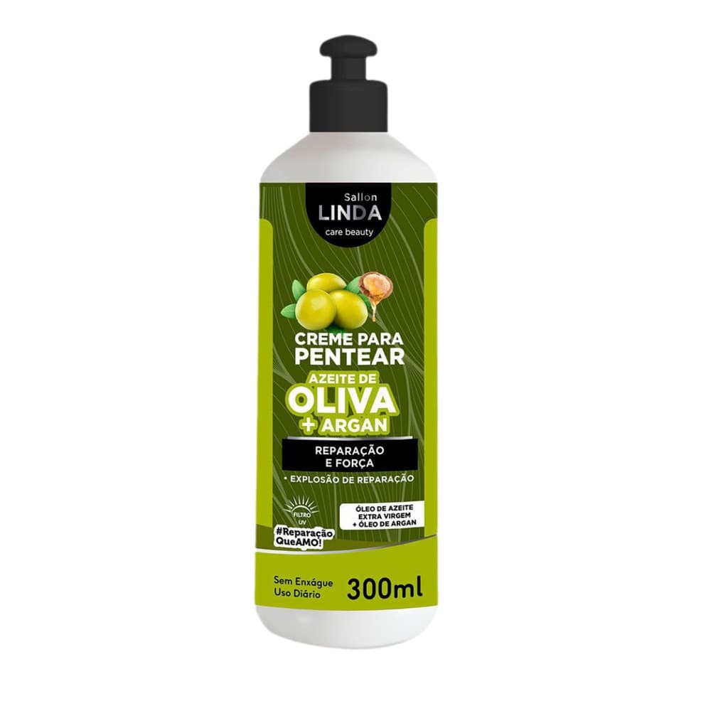 Creme de Pentear Azeite de Oliva + Argan 300ml Reparação e Força Para os Cabelos
