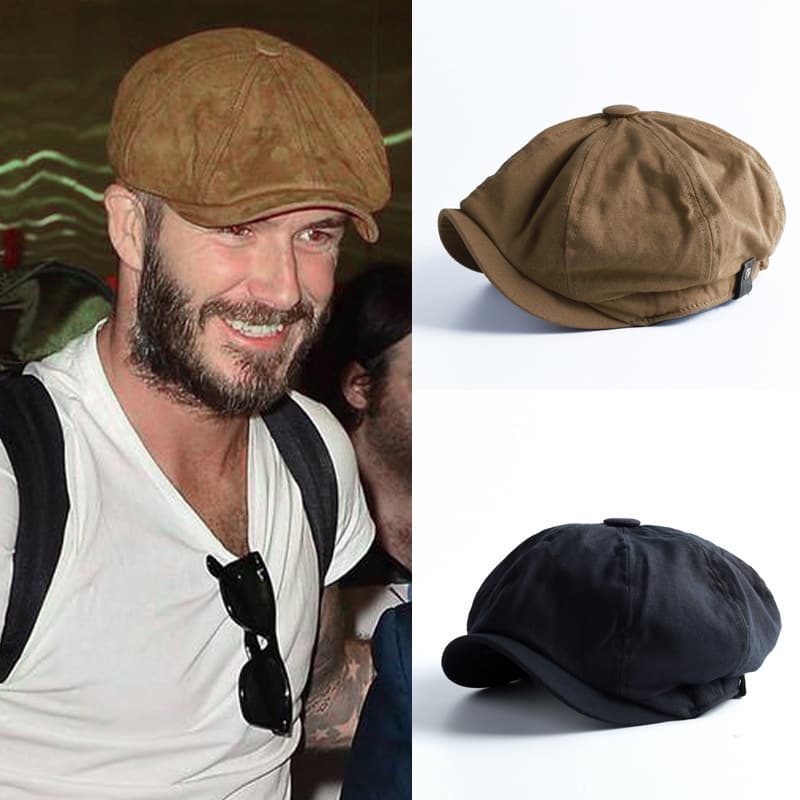 Hat Men's British Spring and Autumn Cotton Wild Retro Newsboy Octagonal Hat Men's Korean Version of The Tide Peaked Cap