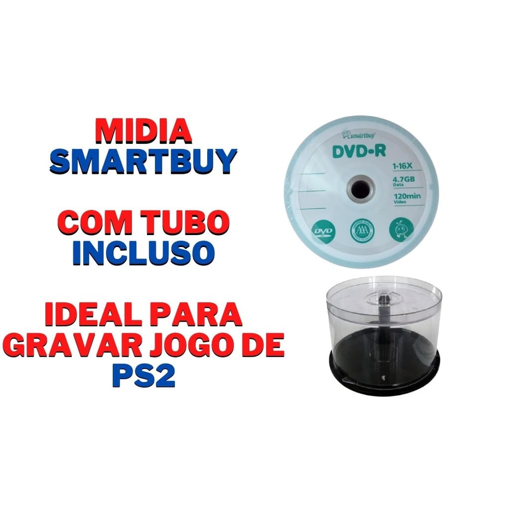 50 Mídia Dvd-r Virgem Smartbuy Logo Verde + 1 Tubo Para Armazenar Promoção