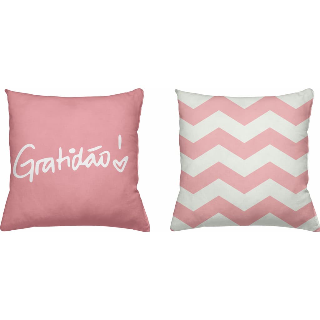 Kit 02 Capas Almofadas Decorativas Chevron Rosa QB0111