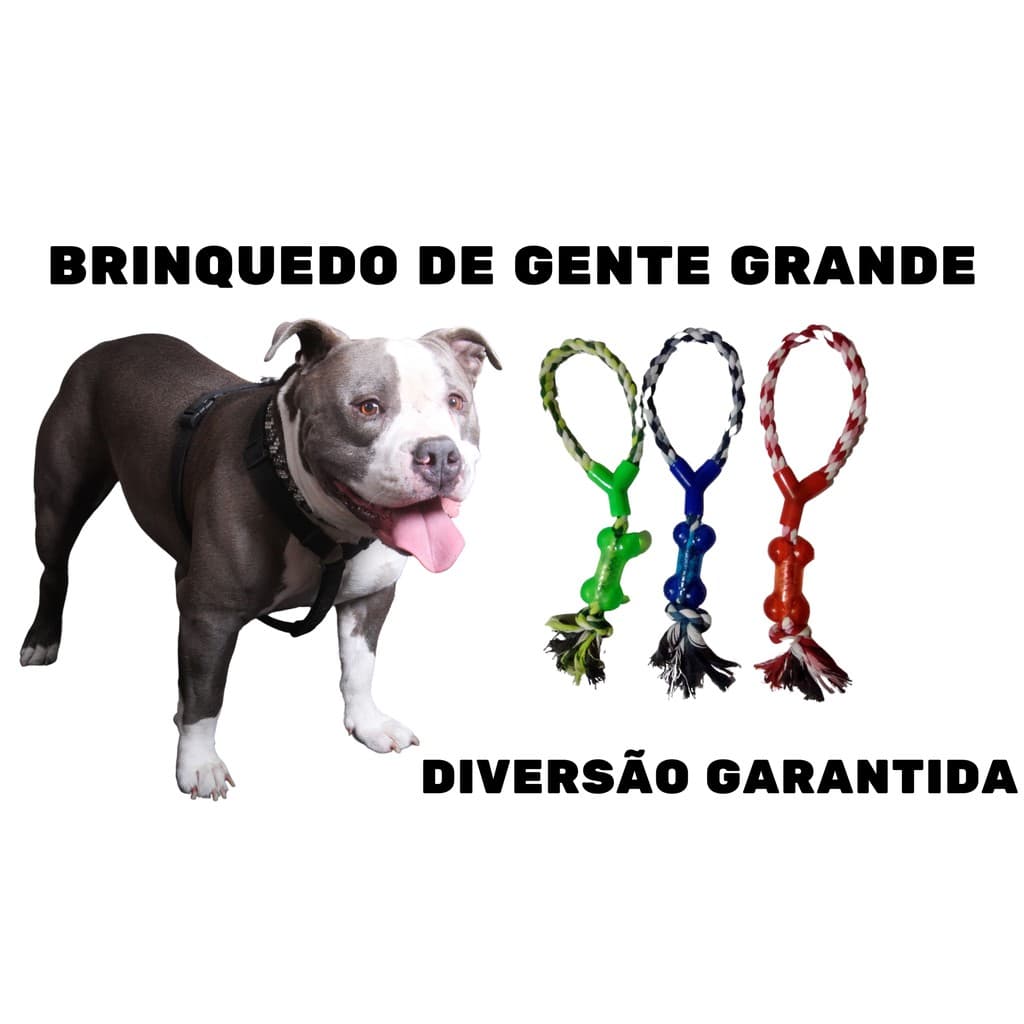 Brinquedo Mordedor Interativo Cachorro Caes Corda com Osso - Brinque com seus Cachorros Cães de Cabo de Guerra