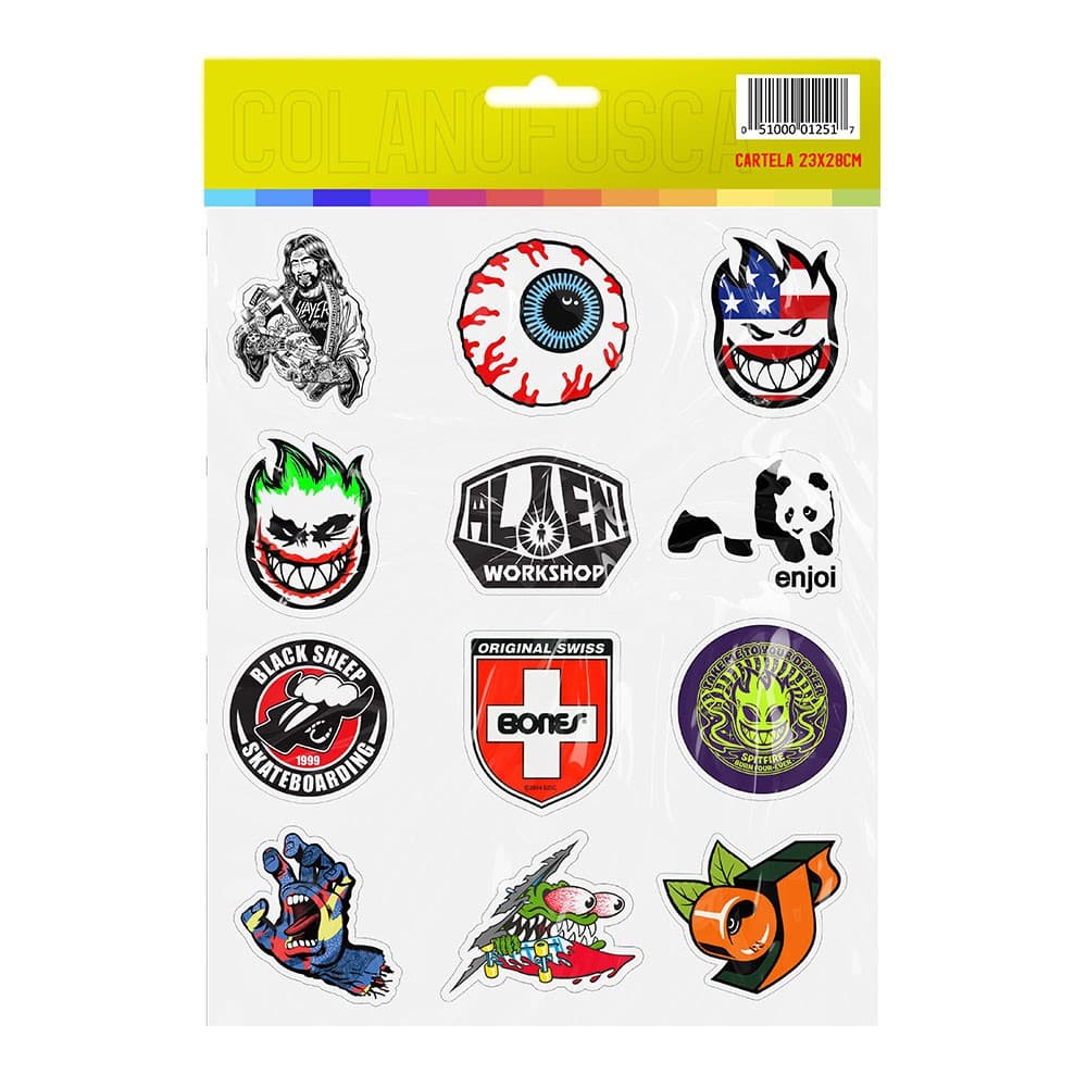 Super Cartela De Adesivos Skate Marcas Skateboard Sk5