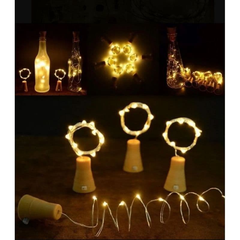 Fio de led com rolha para garrafa, 2 metros 20 led branco quente