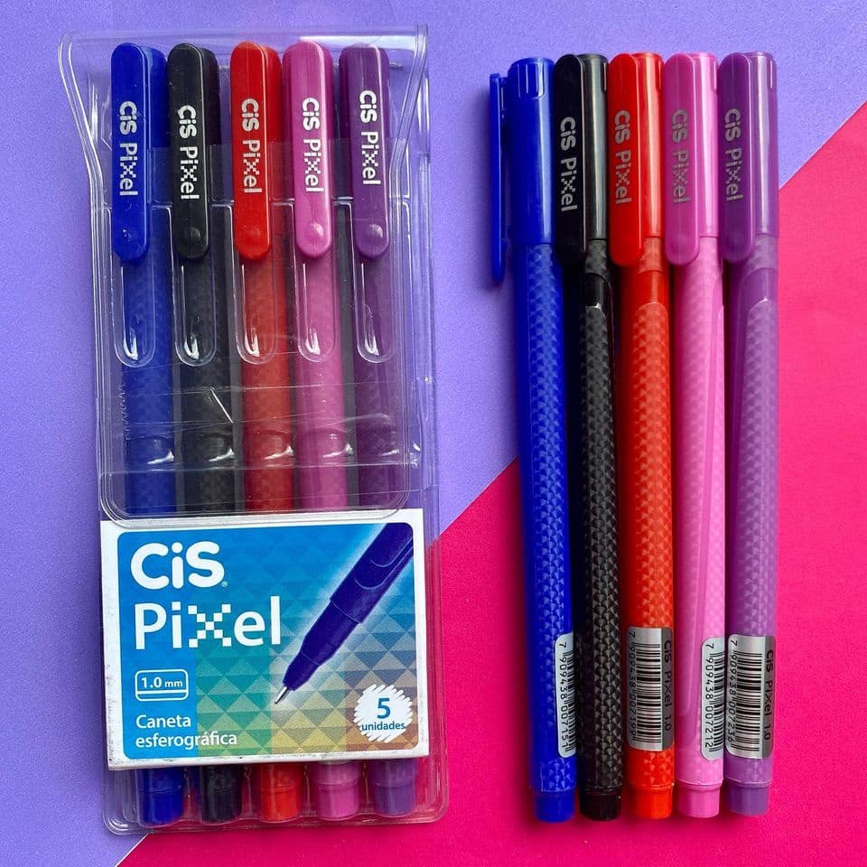 Kit Caneta Cis Pixel Coloridas Super Leve 1.0mm