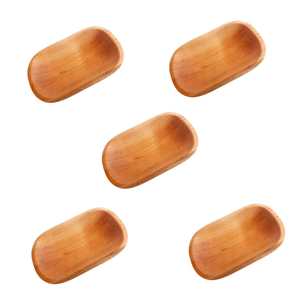 Kit 5 Gamela Artesanal Madeira Maciça Para  Petisco Saladas Carnes Peixes Churrasco  Picados P