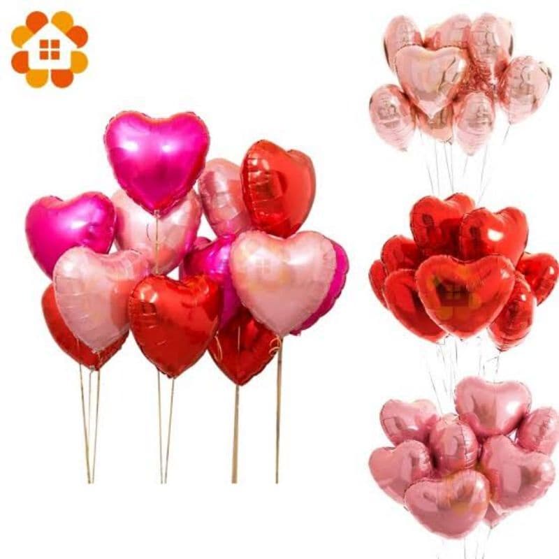 50 Balão Coração Metalizado 18 Polegadas 45cm Decoração Mãe Namorados C90128