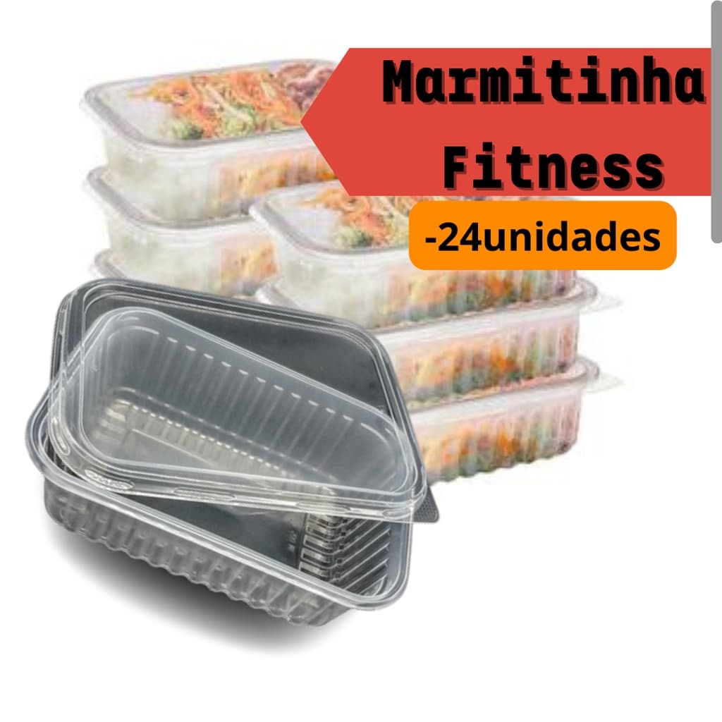 Marmita Descartável Retangular 250ml Fitness Fit Freezer Microondas dieta PRAFESTA