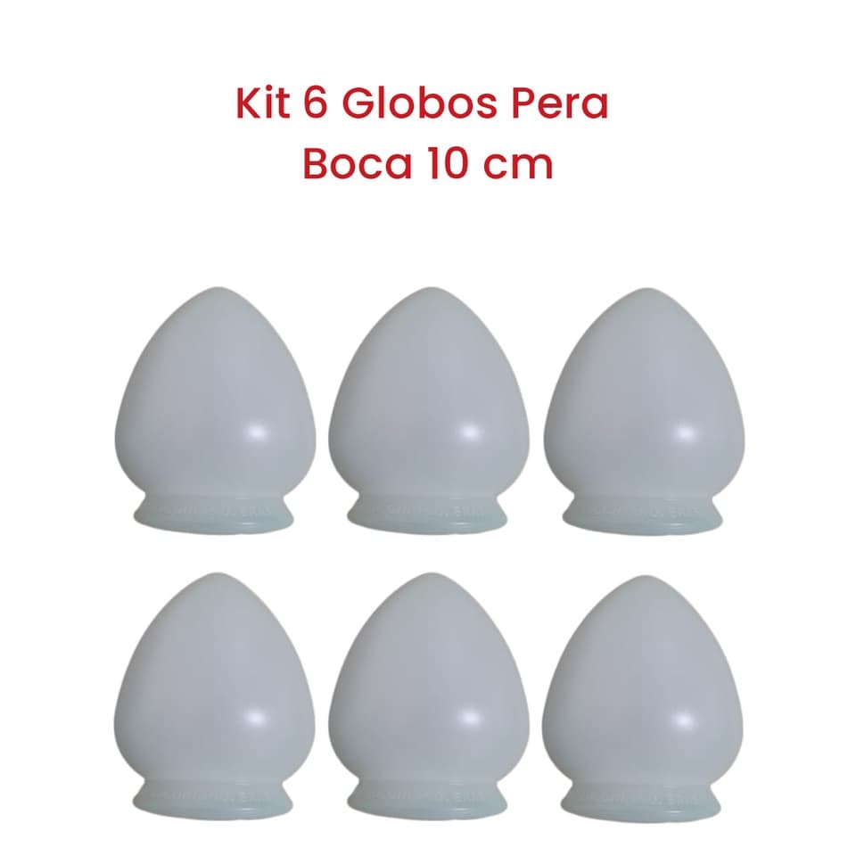 Kit 6 Luminárias Tipo Pera Globo Tipo Pera Boca 10cm PVC Iluminação