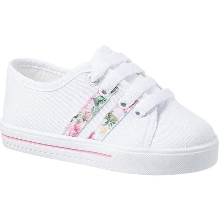 Tênis Calçados infantil menina branco floral delicado TSB49