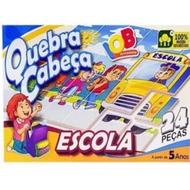 Quebra Cabeça Escola Educacional 24 Peças Madeira - IOB - Jogo Educativo Brinquedo Pedagógico Escolas Brinquedo dia das Crianças Presente de Aniversário Presente de Natal