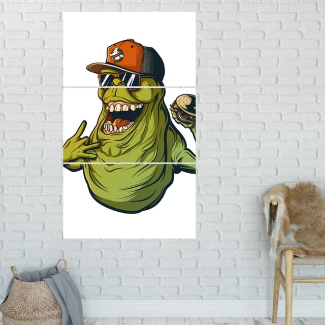 Quadro Decoração Mosaico Caça Fantasmas 3 Peças Para Decoração de Ambientes