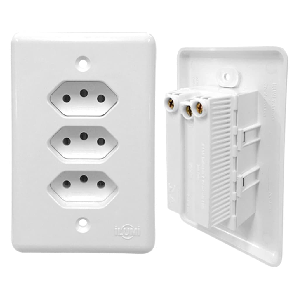 Tomada Tripla 20a Monobloco Ilumi (fácil Instalação)