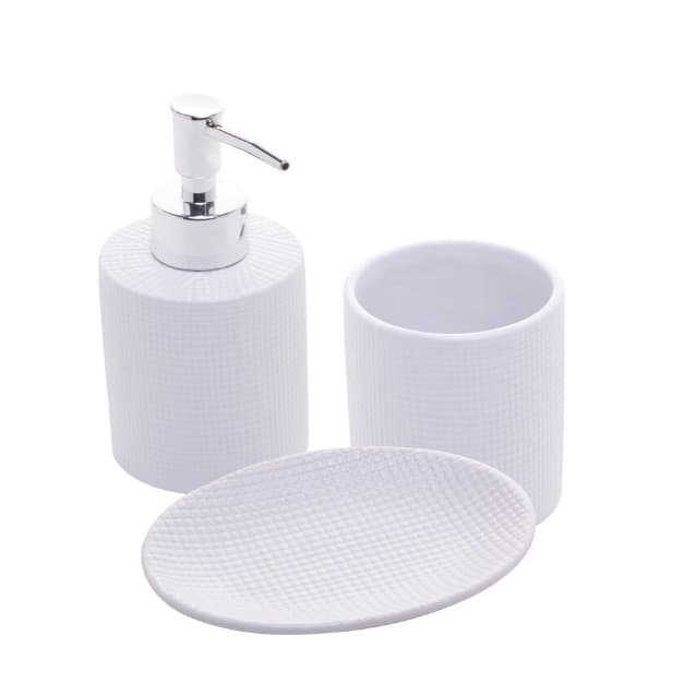 Conjunto 3 Peças para Banheiro de Cerâmica Lille Branco