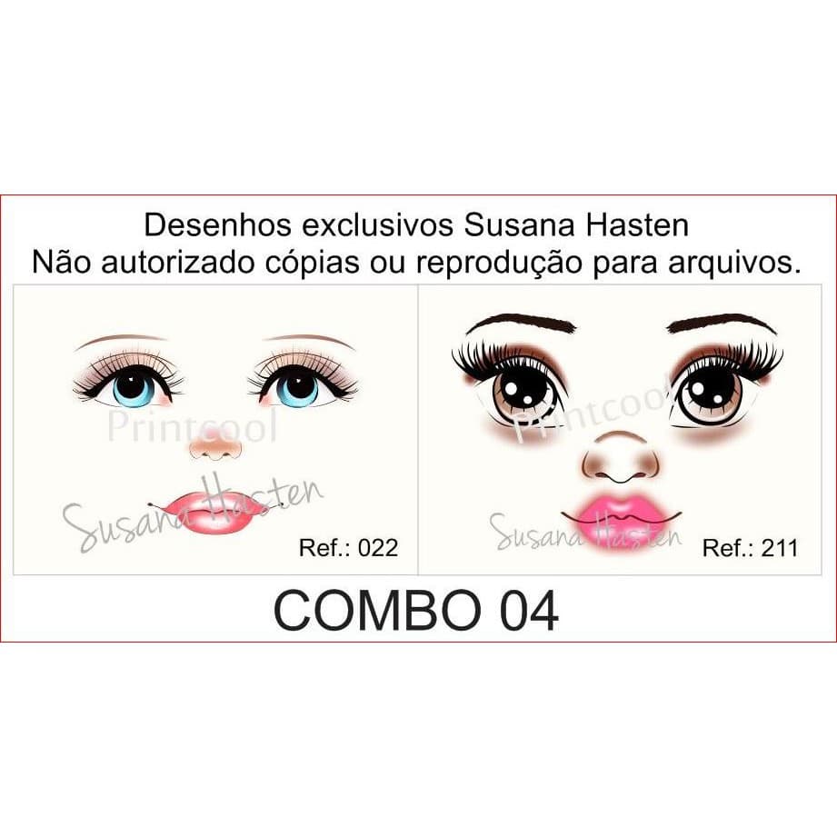 Olho Para Boneca De Pano_ Transfer Para Carinhas De Bonecas De Pano Ref.: Combo 04