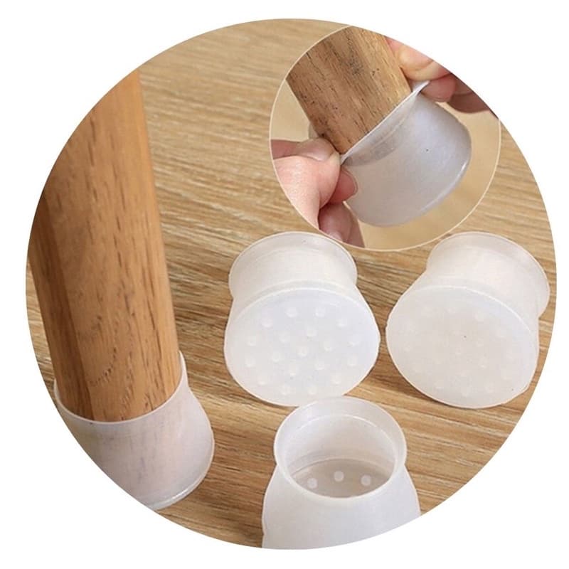 Kit 4Pçs Protetor Silicone Mesa Cadeira Pe Redondo E Quadrado Proteger