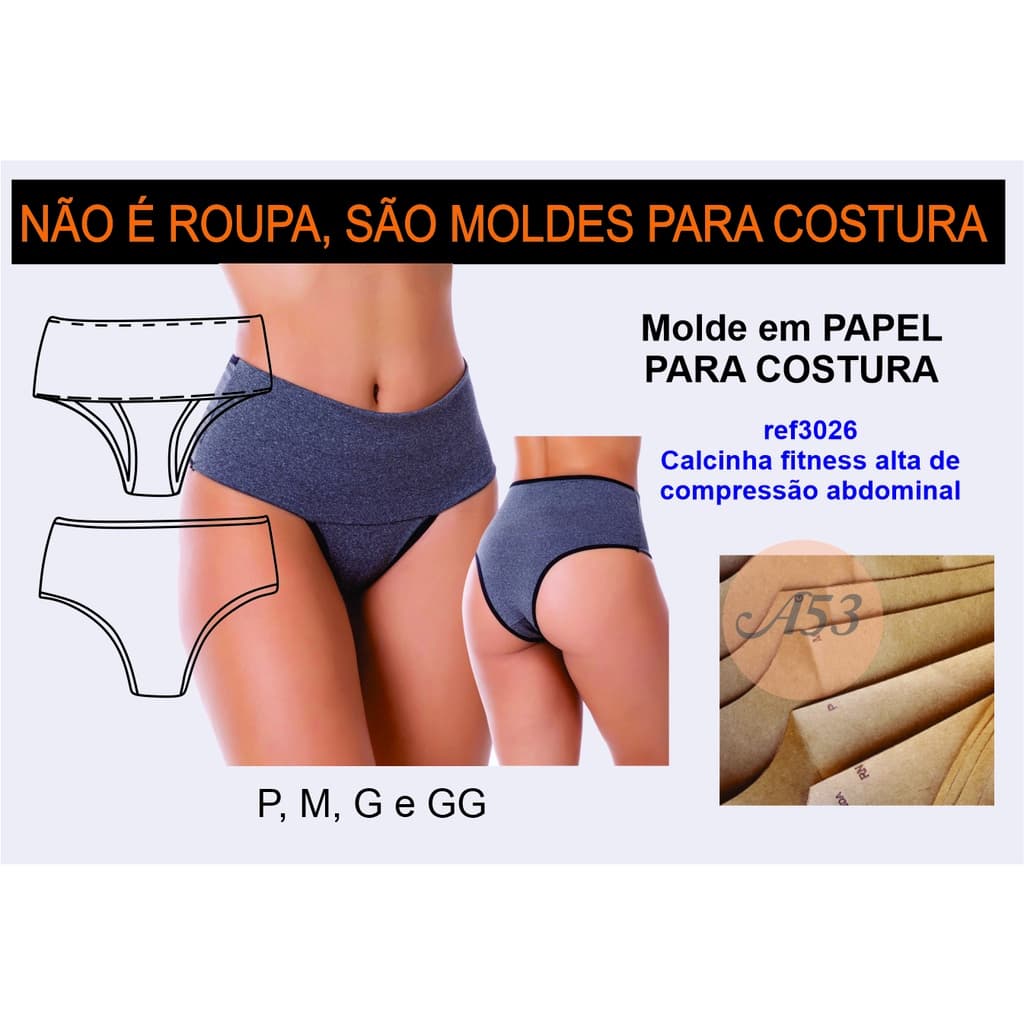 Molde Costura Calcinha Fitness Compressão Abdominal REF3026