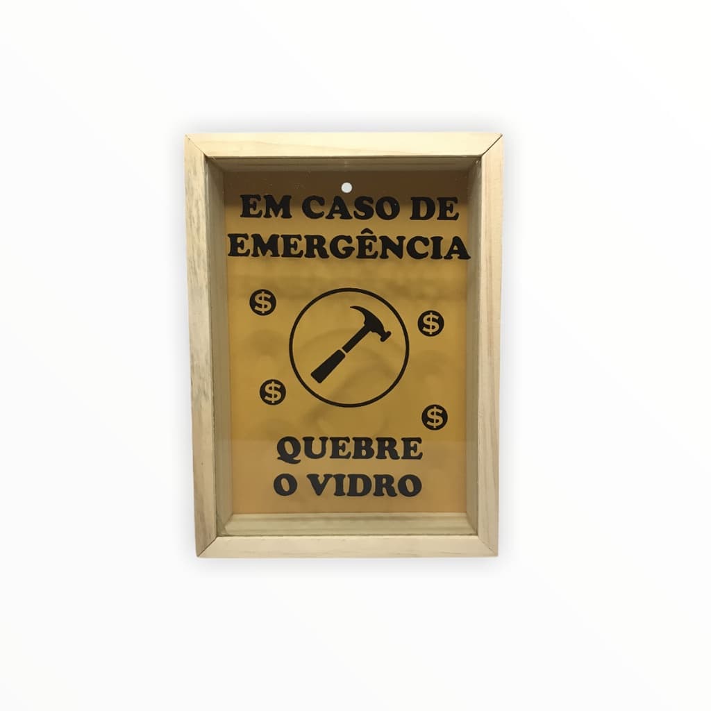 Quadro Porta Dinheiro Cofre Madeira Decoração Moeda Em Caso De Emergência