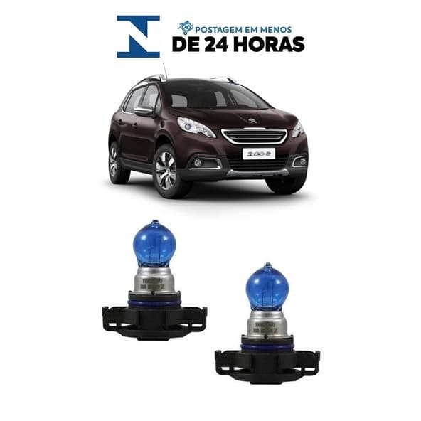 Par Lampada Super Branca Farol de Milha Peugeot 2008 2015 2016 2017 2018 2019 8500k H16 12V