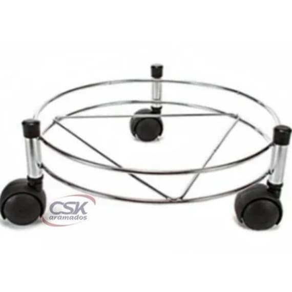 Suporte Para Botijao De Gas Com Rodinhas Cromado ou usa se como suporte de vaso Galão de agua - Csk 8530
