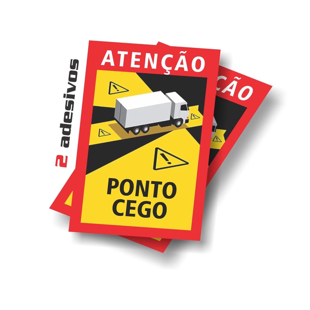 2 adesivos Ponto Cego Veículos Cegonha Caçamba Obrigatorio Truck Retro Escavadeira Tanque | Veiculo Pesado | ANTT | 1113