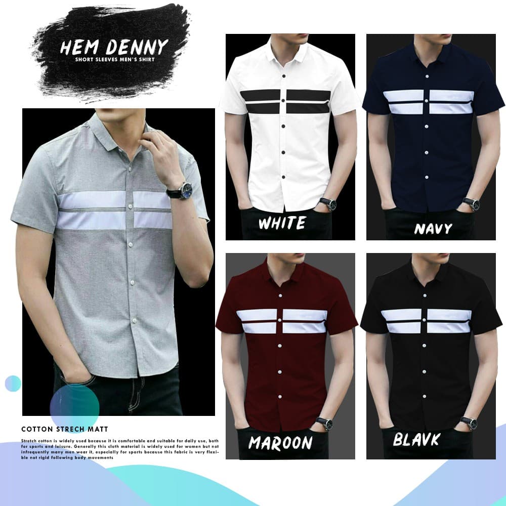 Camisa KEMEJA DENNYS De Manga Curta Para Homem , POPULAR , CASUAL