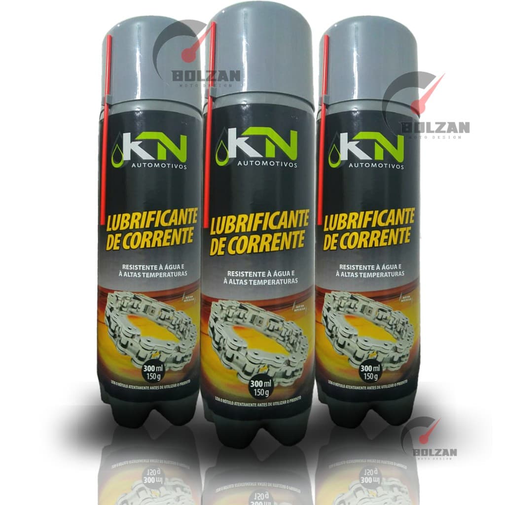 Kit 3 Lubrificantes Graxa Para Correntes Em Geral Motos Spray Original KN 300ml cada