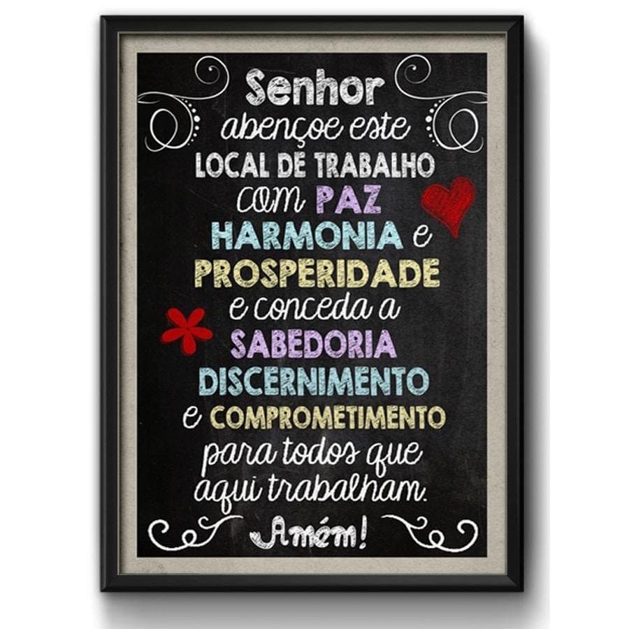 PLACA QUADRO DECORATIVO 20X30 ORAÇÃO TRABALHO ABENÇOE ESTE LOCAL TRABALHO