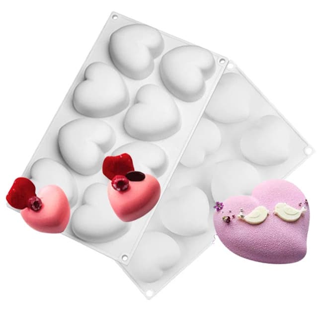 Molde De Silicone Em Forma De Coração De 8 Cavidades Bolo De Mousse Francesa Geléia De Chocolate Sabão Feito À Mão Vela Para Panificação